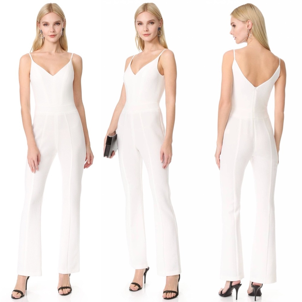 Black halo Maja ivory crepe v neck jumpsuit FINAL PRICE NO OFFER CONSIDERED